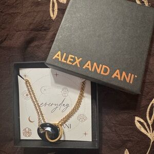 Alex and Ani Gold Necklace with Dark Pendant